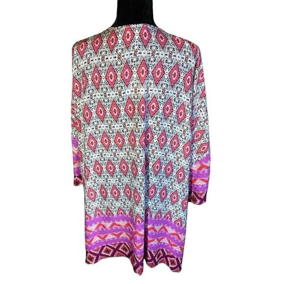 Umgee SZ 1XL/2XL pink purple duster jacket cover up open front 36” long New - Picture 3 of 6
